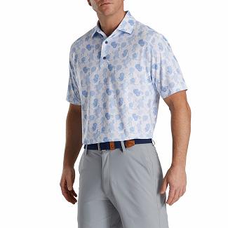 Men's Footjoy Lisle Golf Shirts Blue NZ-31309
